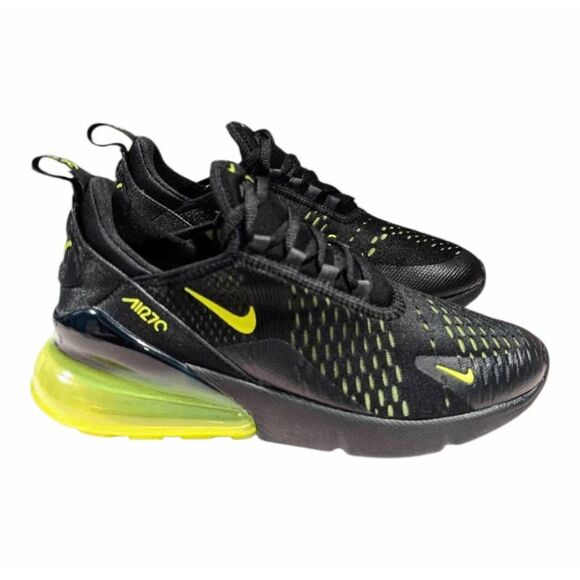 NIKE Air Max 270 'Black Volt' Running Shoes Size 6Y/W7.5 - Picture 2 of 11